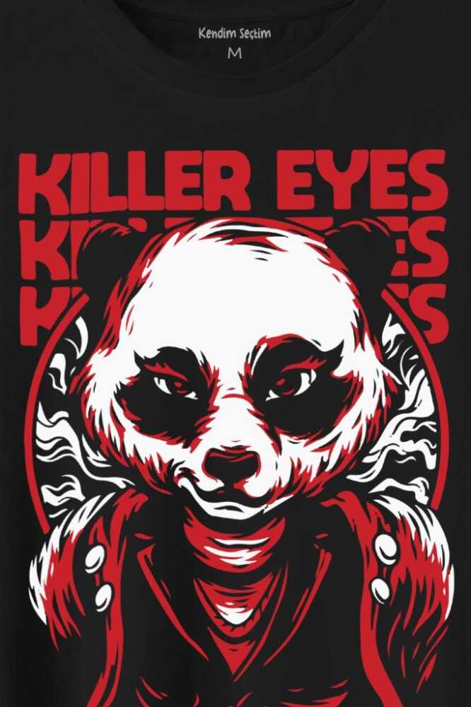 Katil Gözler Killer Eyes Panda Baskılı Tişört Unisex (1)