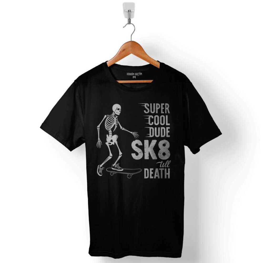Kaykay Sporu Skateboarding Kuru Kafa Death Baskılı Tişört Unisex