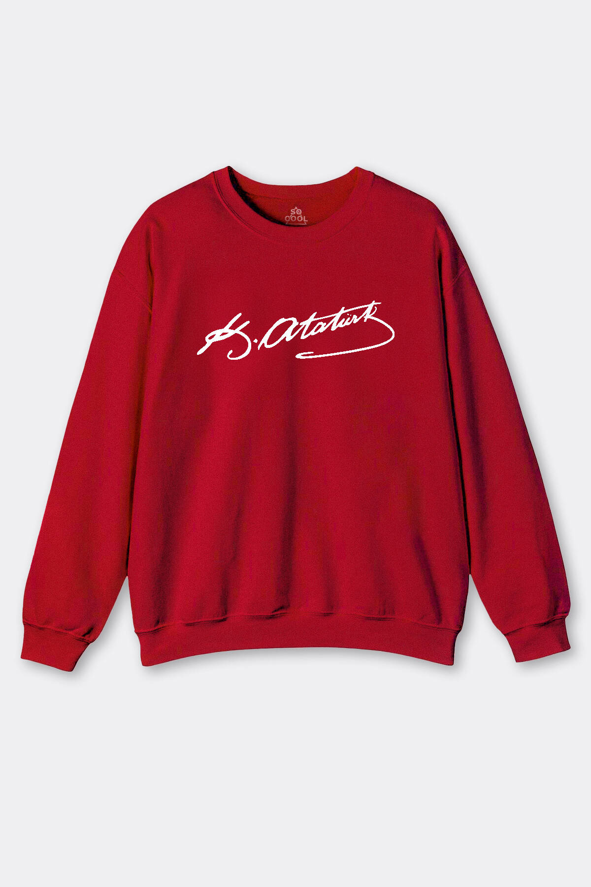 Kırmızı Sweat Mustafa Kemal Atatürk İmzası 29 Ekim 10 Kasım İmza Baskılı Sweatshirt