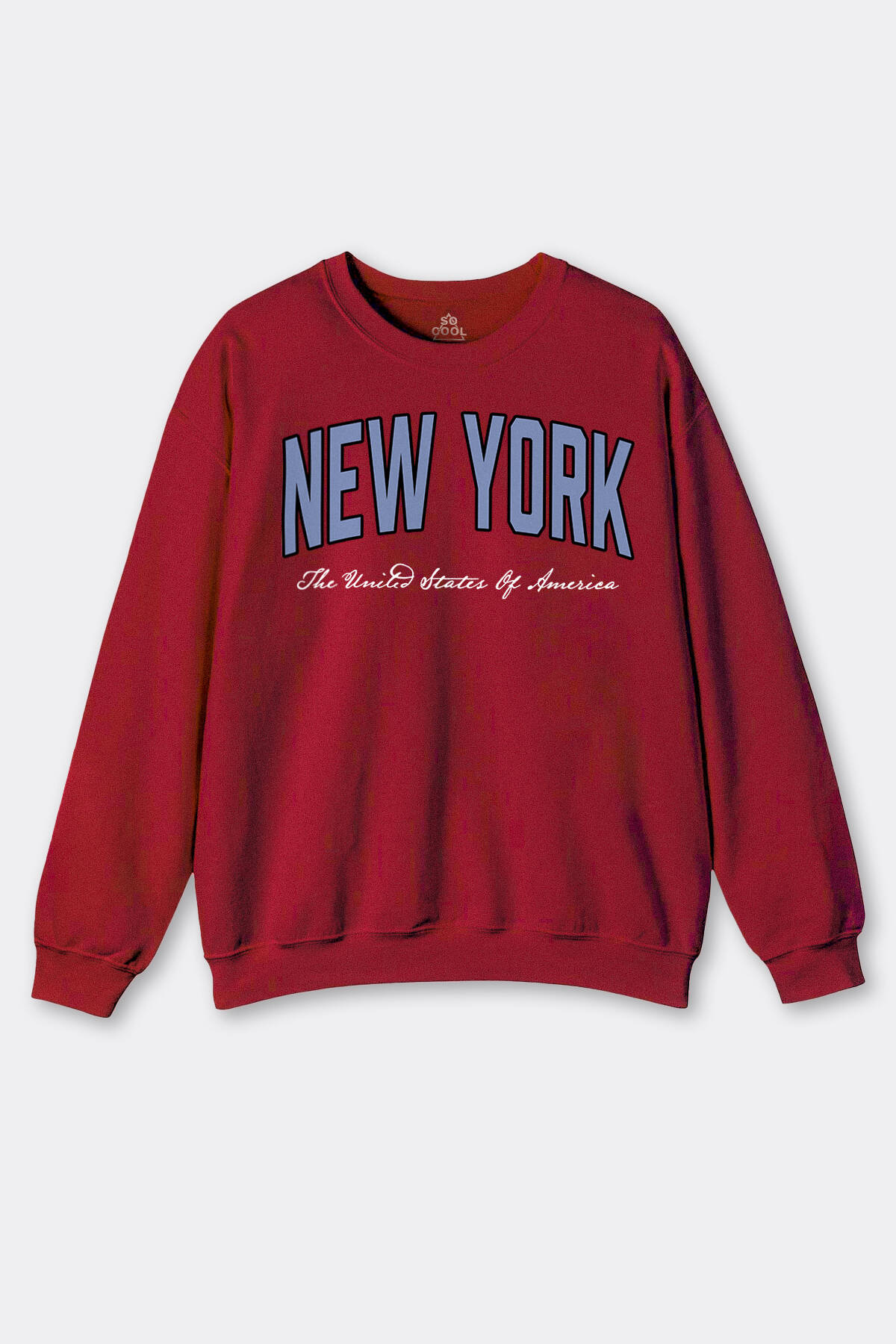 Kırmızı New York City America Şehir Yazı Baskılı Sweatshirt