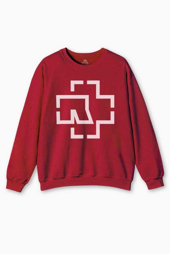 Kırmızı Sweatshirt Rammstein Till Lindemann Metal Music Baskılı Unisex Sweat