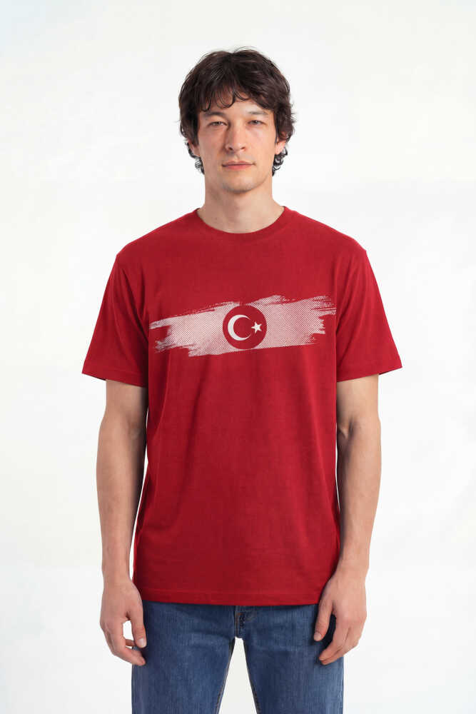 Kırmızı Unisex T-shirt Türkiye Bayrak Futbol Voleybol Basketbol Nostalji Milli Takım Baskılı Tişört - 3