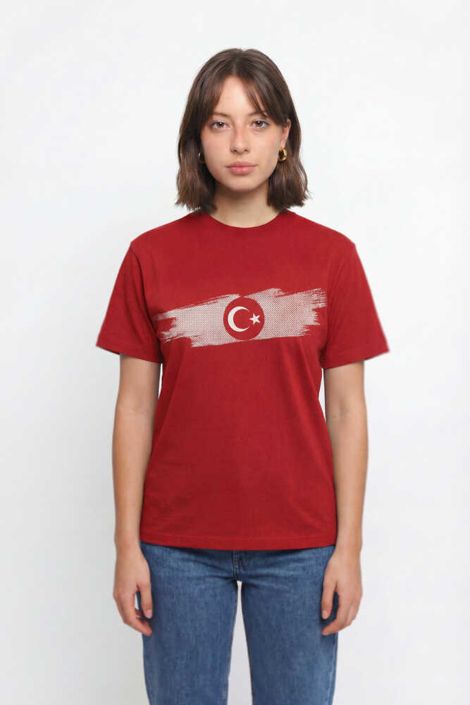 Kırmızı Unisex T-shirt Türkiye Bayrak Futbol Voleybol Basketbol Nostalji Milli Takım Baskılı Tişört - 5