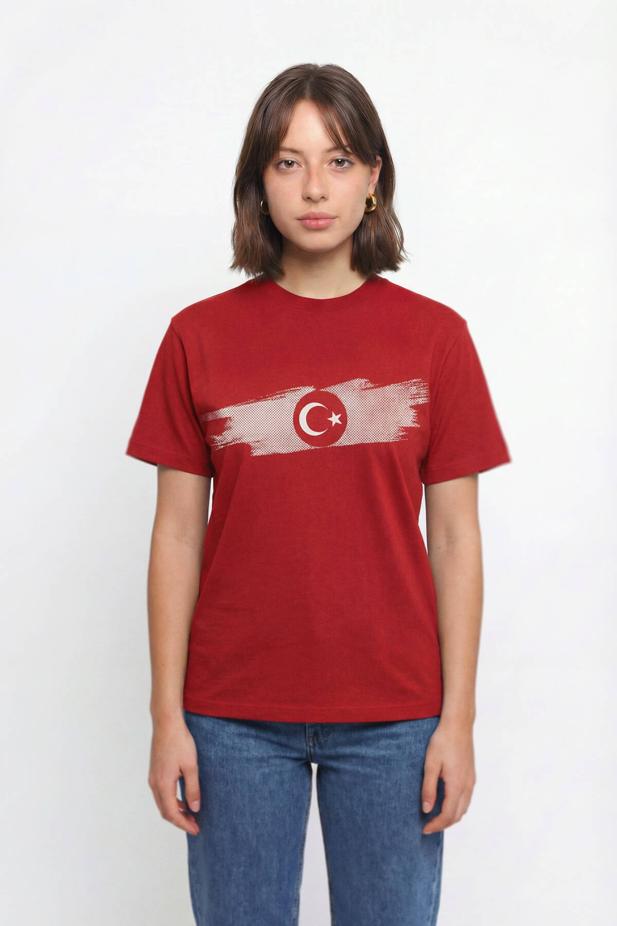 Kırmızı Unisex T-shirt Türkiye Bayrak Futbol Voleybol Basketbol Nostalji Milli Takım Baskılı Tişört - 5