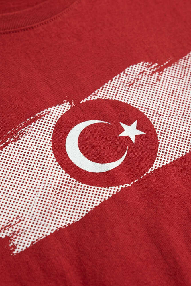 Kırmızı Unisex T-shirt Türkiye Bayrak Futbol Voleybol Basketbol Nostalji Milli Takım Baskılı Tişört - 6
