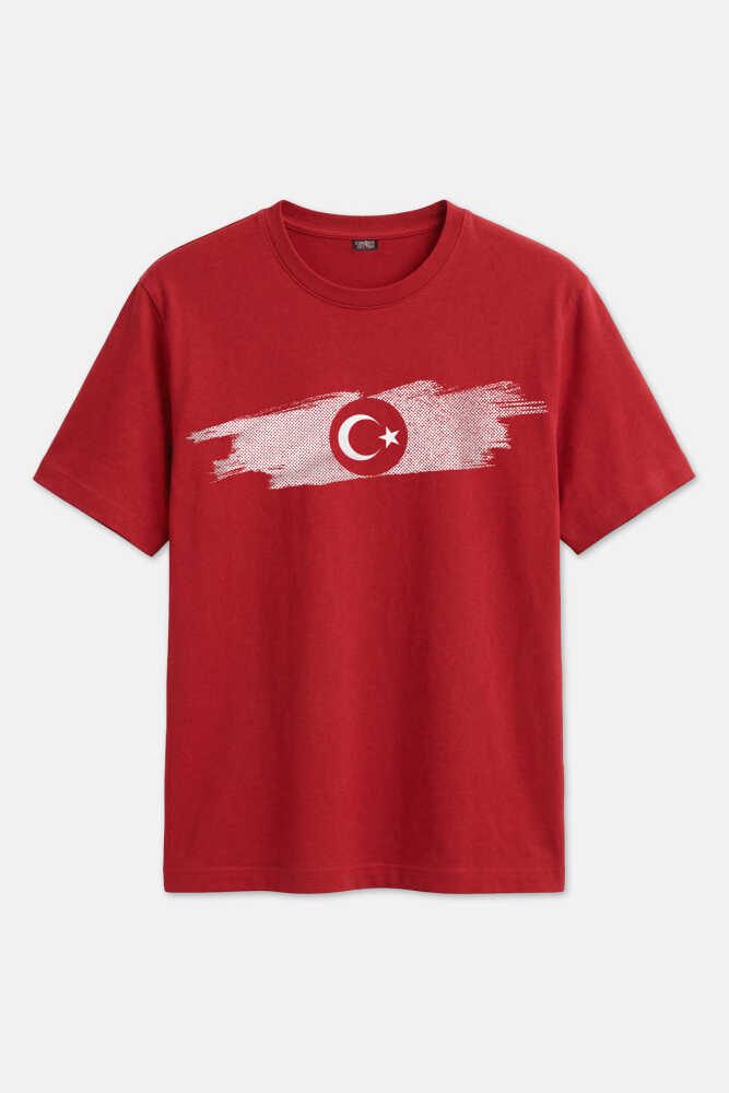 Kırmızı Türkiye Bayrak Futbol Voleybol Basketbol Nostalji Milli Takım Baskılı Unisex Tişört