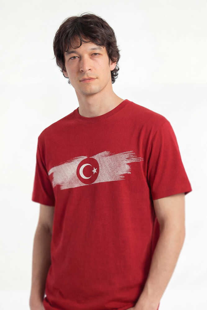 Kırmızı Türkiye Bayrak Futbol Voleybol Basketbol Nostalji Milli Takım Baskılı Unisex Tişört (1)