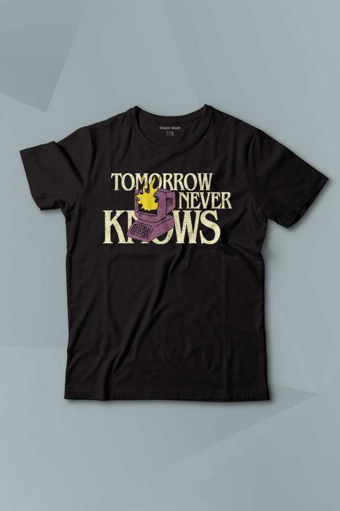 Tomorrow Never Knows Y2K Future Vintage Sokak Baskılı Kısa Kollu Çocuk Tişört Siyah