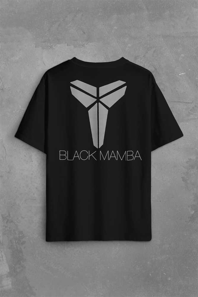 Kobe Bryant Black Mamba Logo Nba Basketball Sırt Ön Baskılı Oversize Tişört Unisex T-Shirt