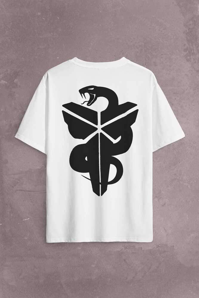 Kobe Bryant Black Mamba Snake Nba Basketball Sırt Ön Baskılı Beyaz Oversize Tişört Unisex