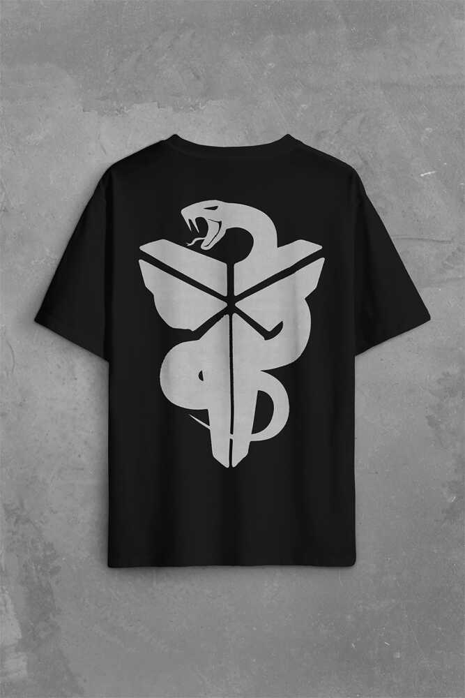 Kobe Bryant Black Mamba Snake Nba Basketball Sırt Ön Baskılı Siyah Oversize Tişört Unisex