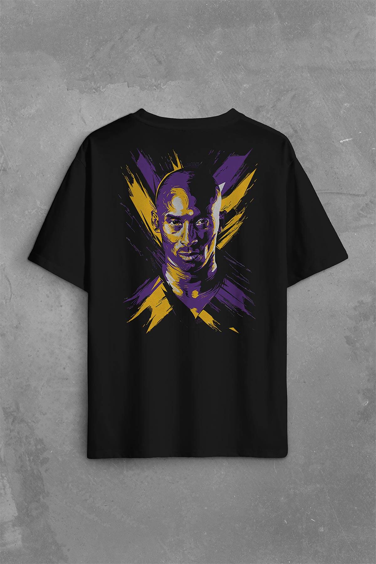 Kobe Bryant Stibel Black Mamba Nba Basketbol Sırt Ön Baskılı Siyah Oversize Tişört Unisex (1)
