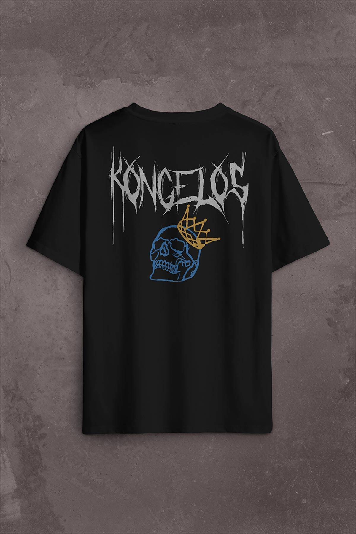 Kongelos Kralsız Taç Gothic Urban Sırt Ön Baskılı Oversize Tişört Unisex