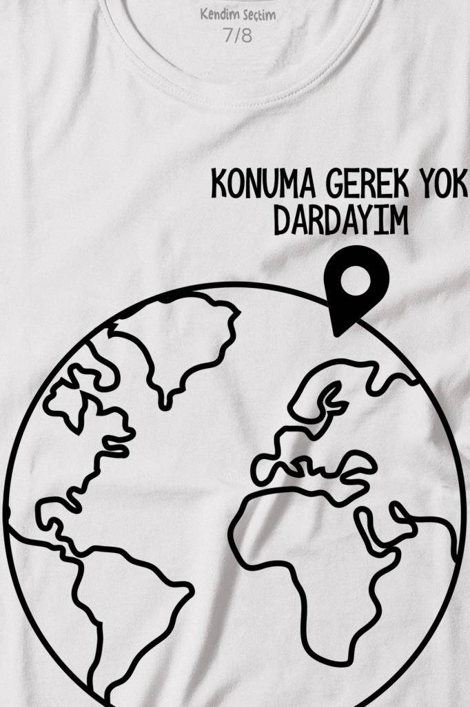 Konuma Gerek Yok Dünya Minimal Baskılı Çocuk Tişört (1)
