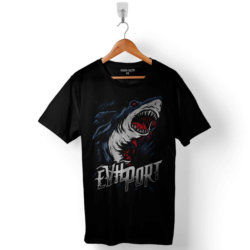 Köpek Balığı Saldırısı Shark Attack Eviport Baskılı Tişört Unisex