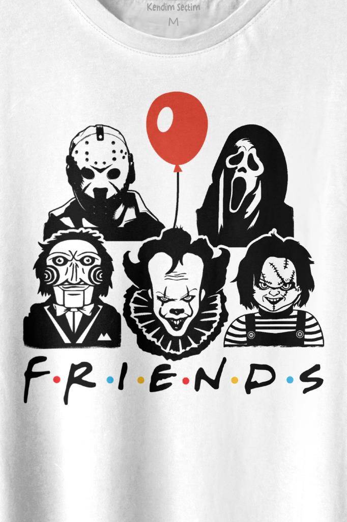 Korku Film Friends Halloween Cadılar Bayramı Baskılı Tişört Unisex T-shirt (1)