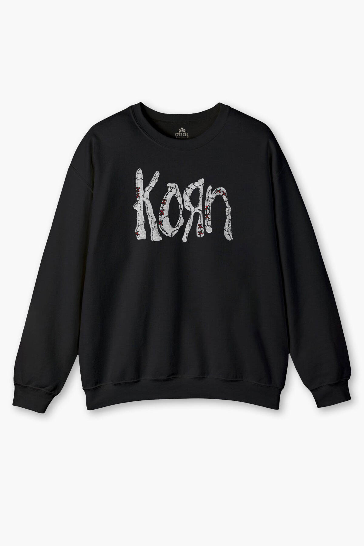 Korn Baskılı Siyah Sweatshirt Metal Rock Music Unisex Regular Fit