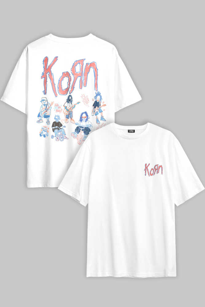 Korn Nu Metal Rapcore Metal Music Drawing Baskılı Unisex Oversize Tişört