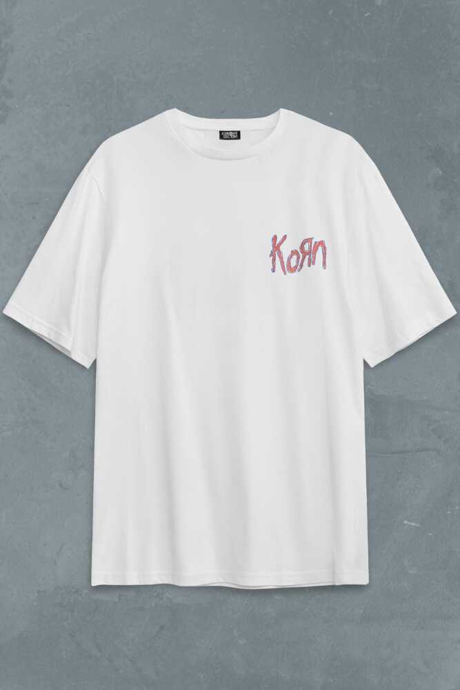 Korn Nu Metal Rapcore Metal Music Drawing Baskılı Unisex Oversize Tişört (1)