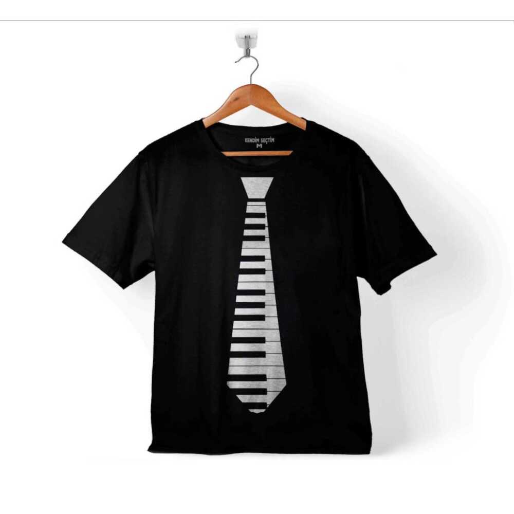 Kravat Piyano Piano Tie Suit Up Çocuk Tişört Siyah