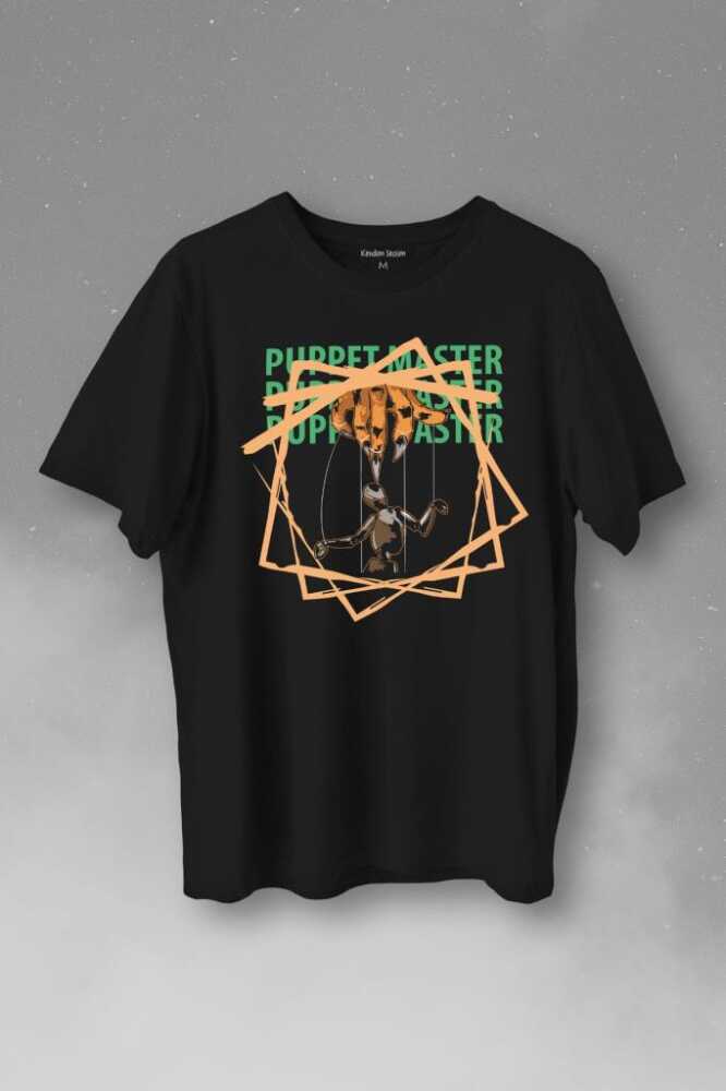 Kukla Puppet Master Geometric Baskılı Siyah Tişört Unisex