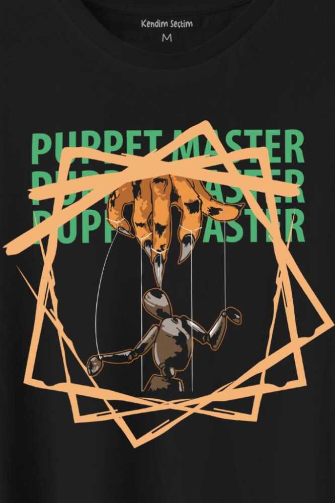 Kukla Puppet Master Geometric Baskılı Siyah Tişört Unisex (1)