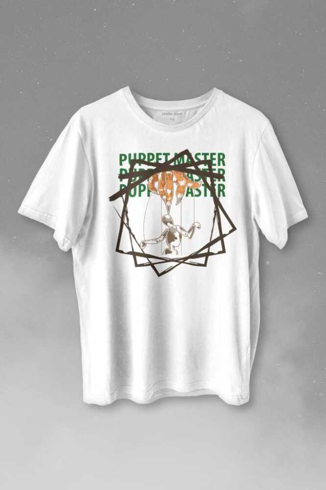 Kukla Puppet Master Geometric Baskılı Beyaz Tişört Unisex