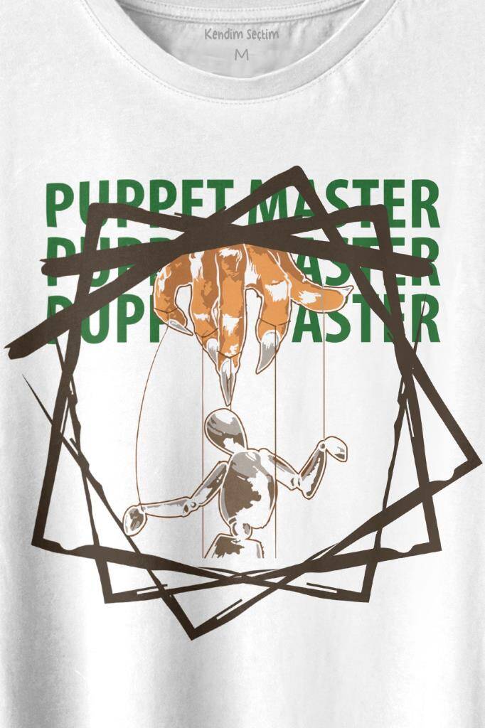 Kukla Puppet Master Geometric Baskılı Beyaz Tişört Unisex (1)