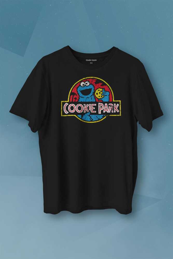 Kurabiye Canavarı Cookie Jurassic Park Baskılı Tişört Unisex
