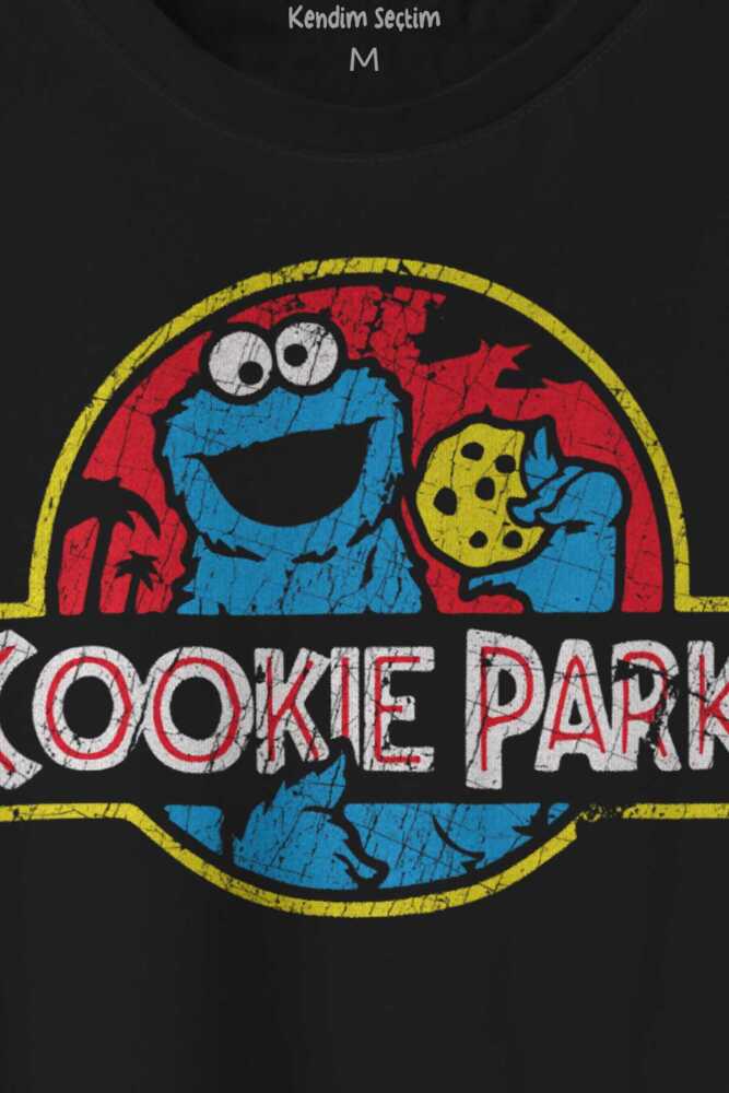 Kurabiye Canavarı Cookie Jurassic Park Baskılı Tişört Unisex (1)