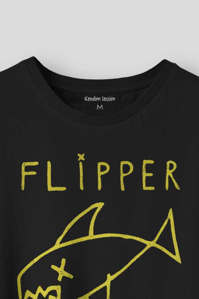 Kurt Cobain Flipper Nirvana Grunge Rock Punk Baskılı Siyah Tişört Unisex (1)