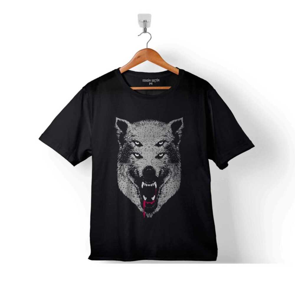 Kurt Kafa Göz Yanılması Wolf Head Çocuk Tişört