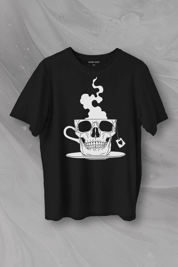 Kurukafa Kahve Çay Streetwear Baskılı Siyah Tişört Unisex