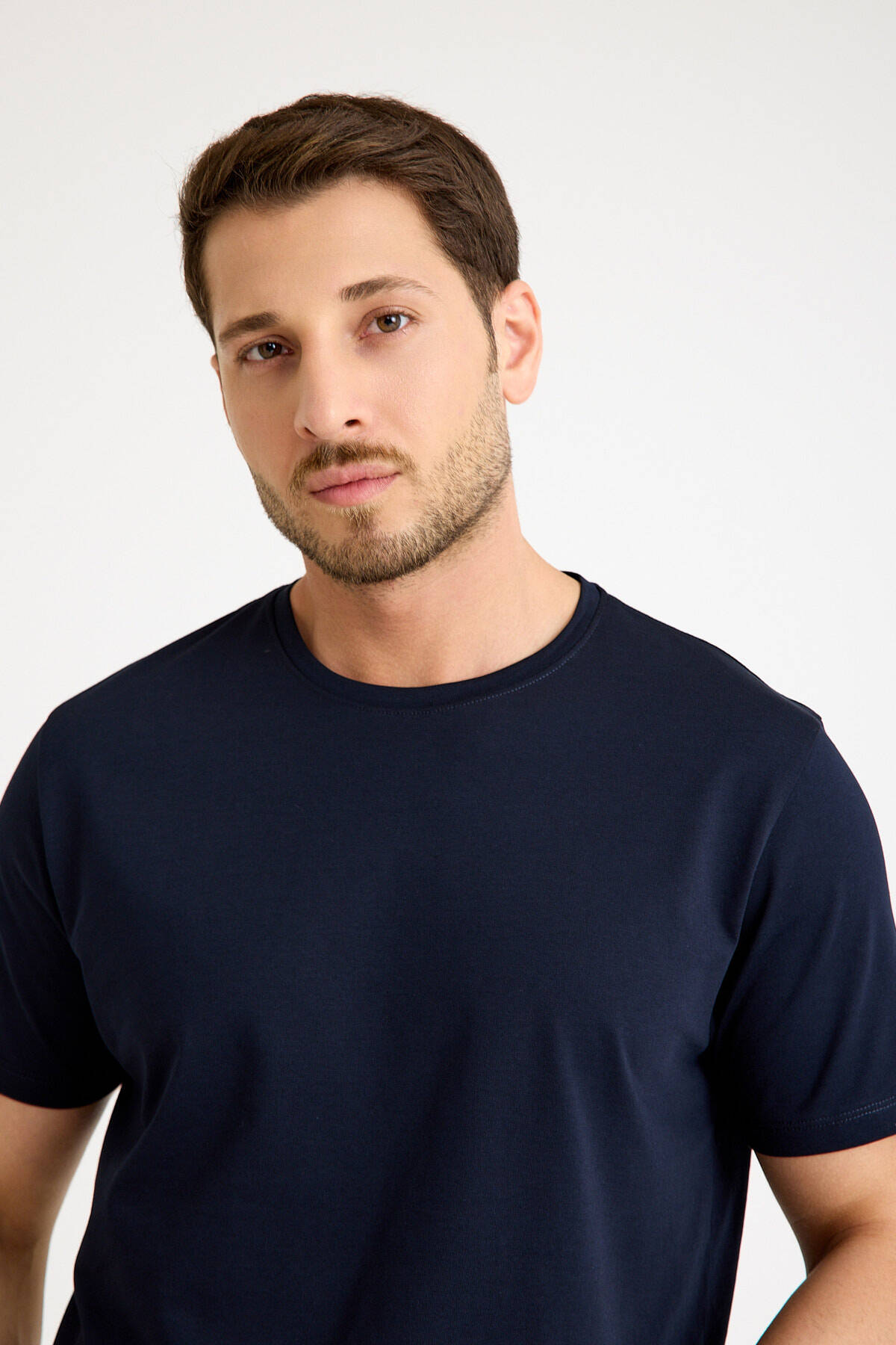 Lacivert Erkek Basic Regular Loose Fit Tişört (1)