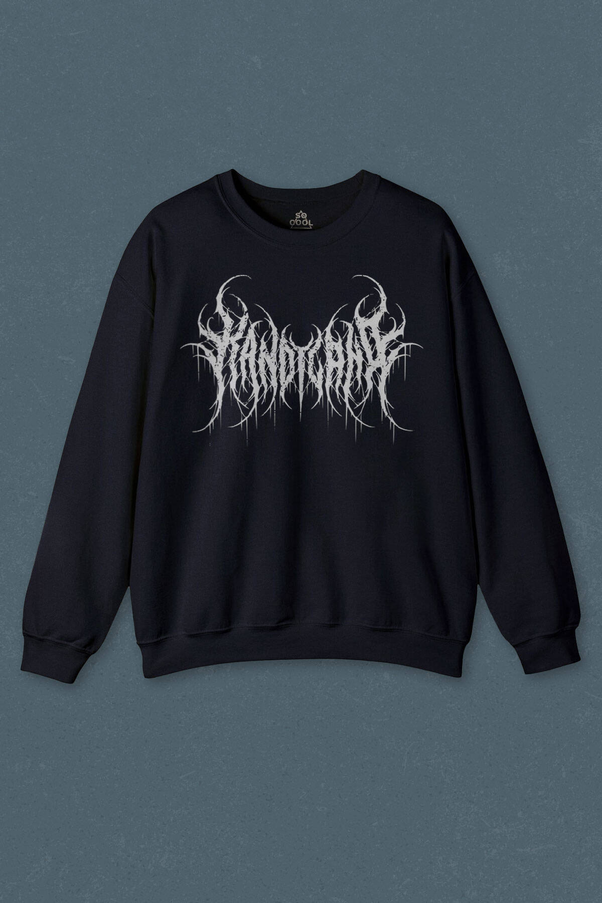 Lacivert Sweatshirt Gotik Kandyland Logo Candy Gothic Baskılı Unisex Sweat