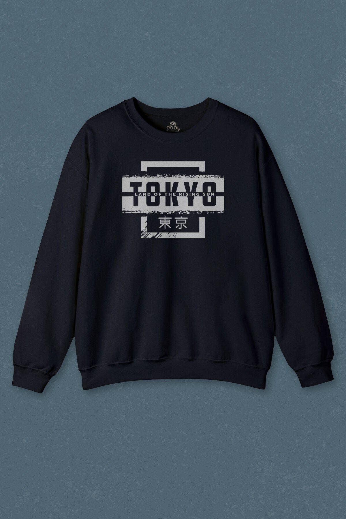 Lacivert Sweatshirt Japonca Tokyo Şehri Japonya Japan Baskılı Unisex Sweat