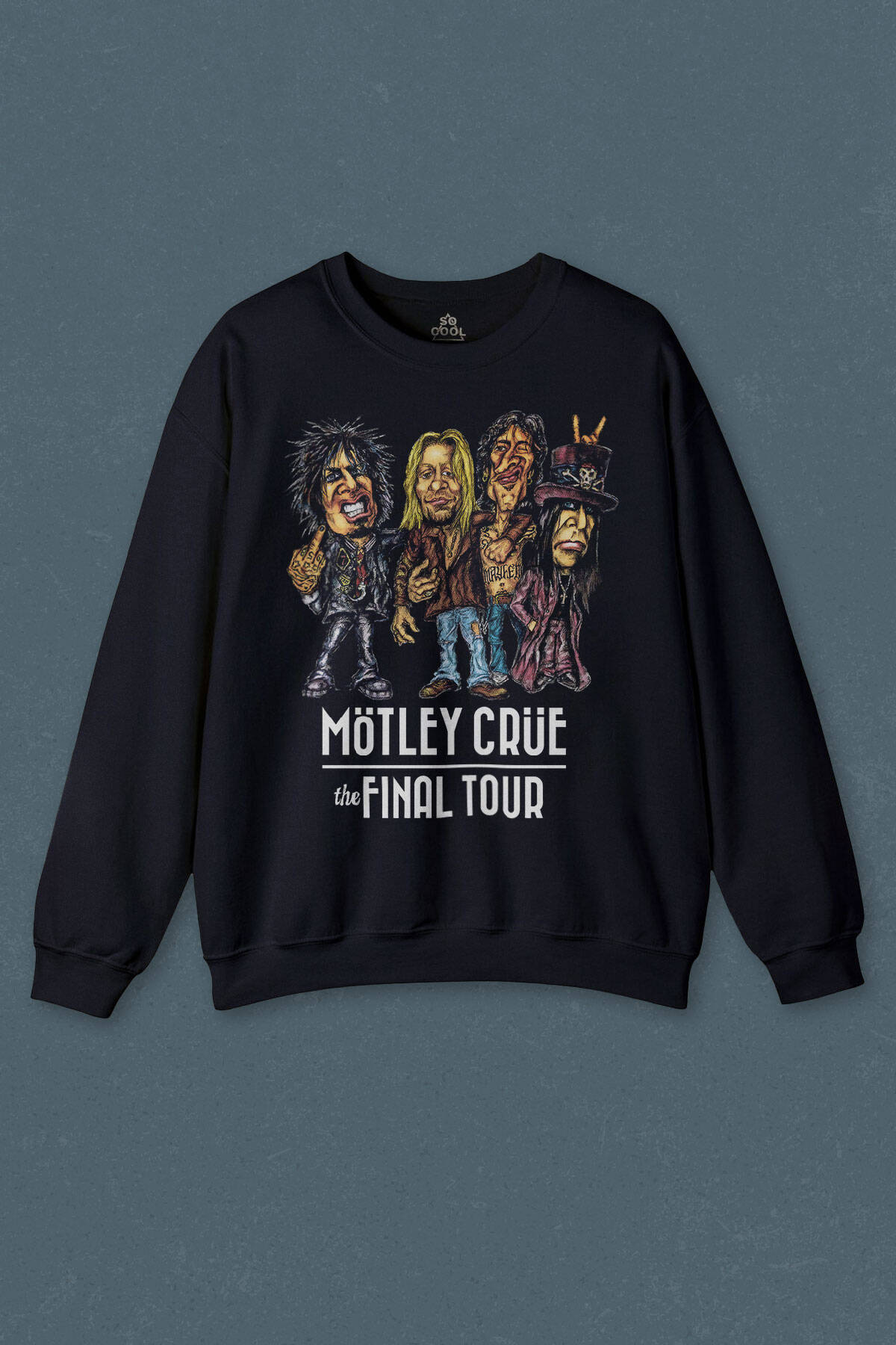 Lacivert Sweatshirt Mötley Crüe Heavy Metal The Final Tour Baskılı Unisex Sweat - 1