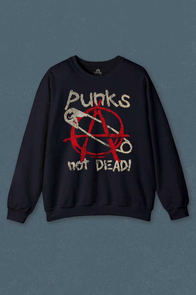 Lacivert Sweatshirt Punk Is Not Dead Rock Sokak Street Culture Baskılı Unisex Sweat