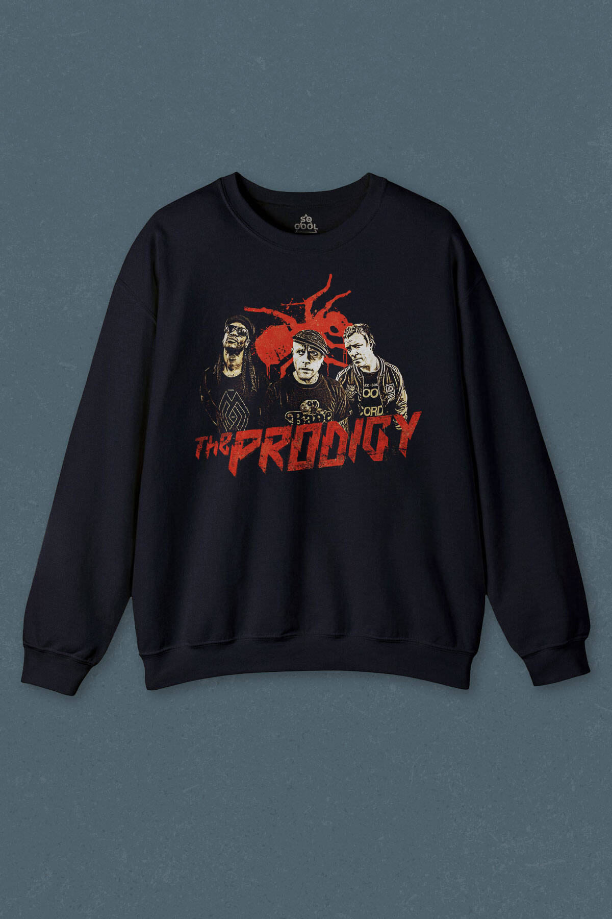 Lacivert Sweatshirt The Prodigy Flint Müzik Karınca Music Electronic Dance  Logo Baskılı Unisex Sweat