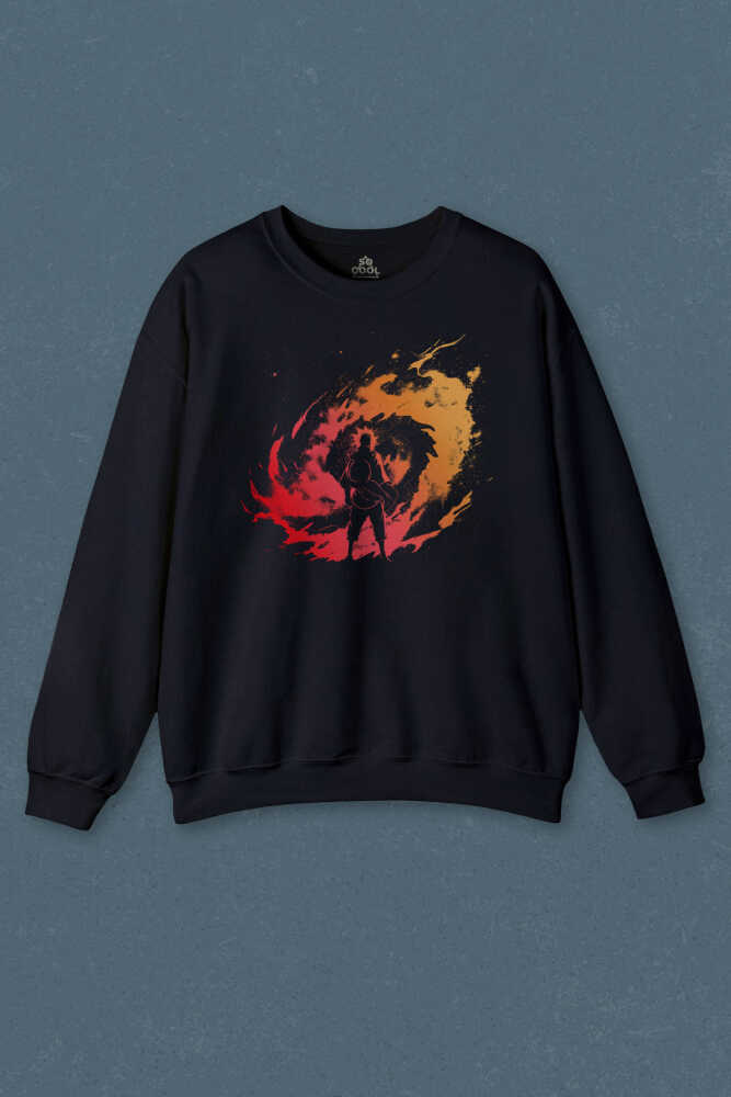 Lacivert Sweatshirt Uzayda Naruto Galaksi Spiral Seyrederken Cosmos Baskılı Unisex Sweat