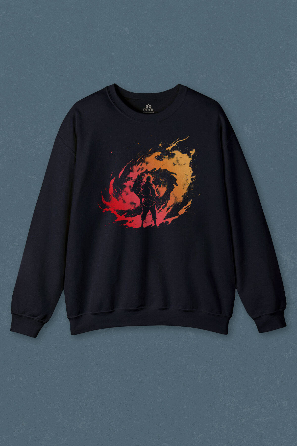Lacivert Sweatshirt Uzayda Naruto Galaksi Spiral Seyrederken Cosmos Baskılı Unisex Sweat