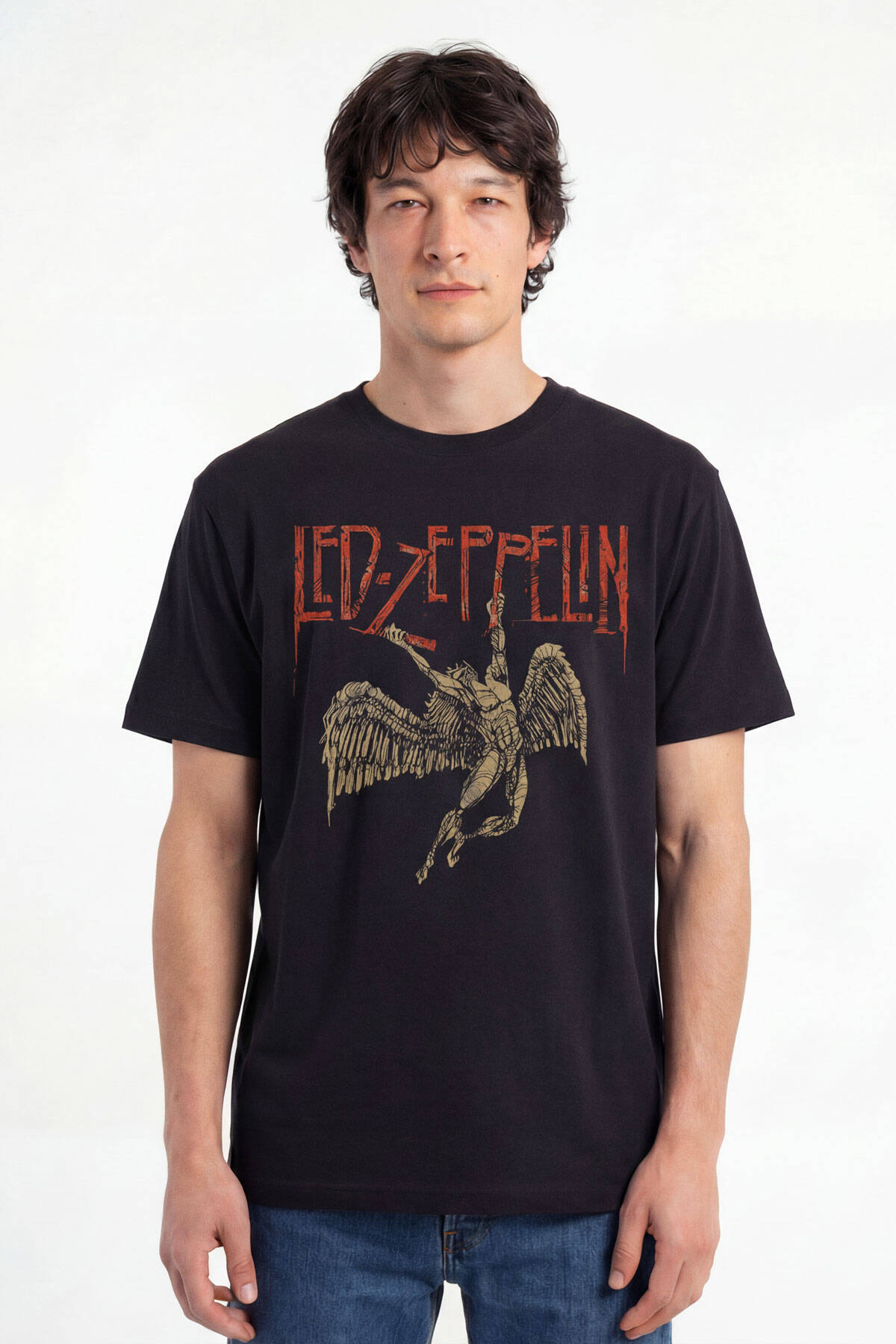 Led Zeppelin Falling Angel Rock Music Baskılı Tişört Unisex T-Shirt - 3