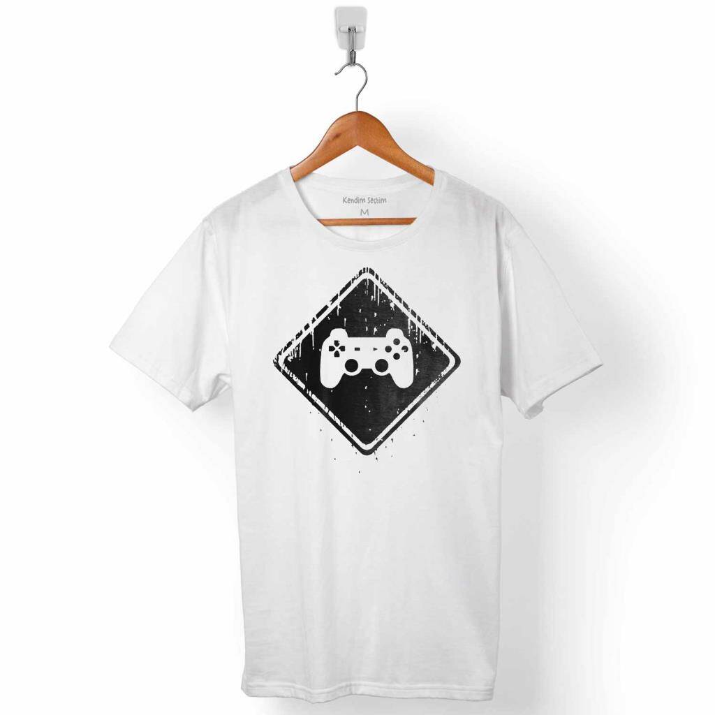 Let's Play Oyun Konsolu Gaming Play Station Grunge Erkek Tişört