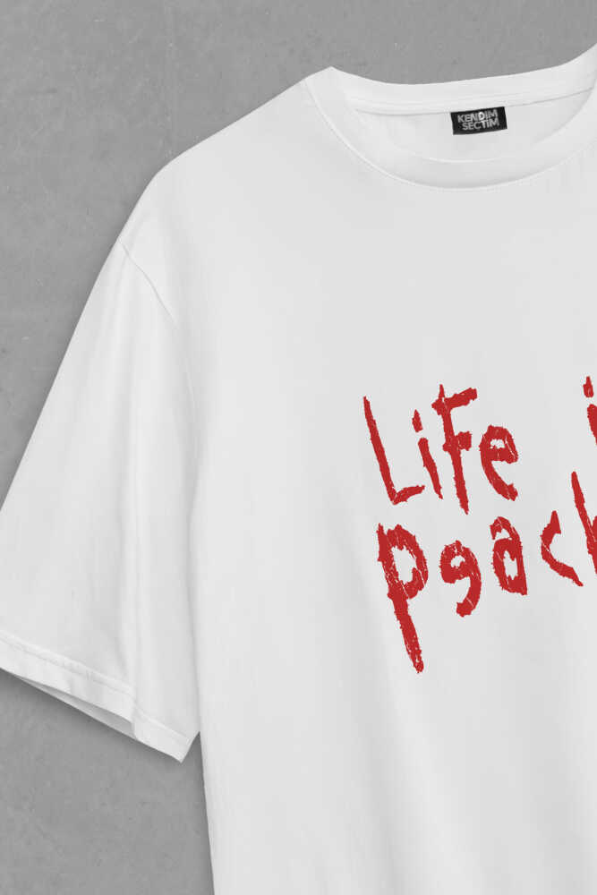 Life Is Peachy Korn Metal Music Nu Metal Rapcore Guitar Yazı Baskılı Oversize Beyaz T-shirt (1)