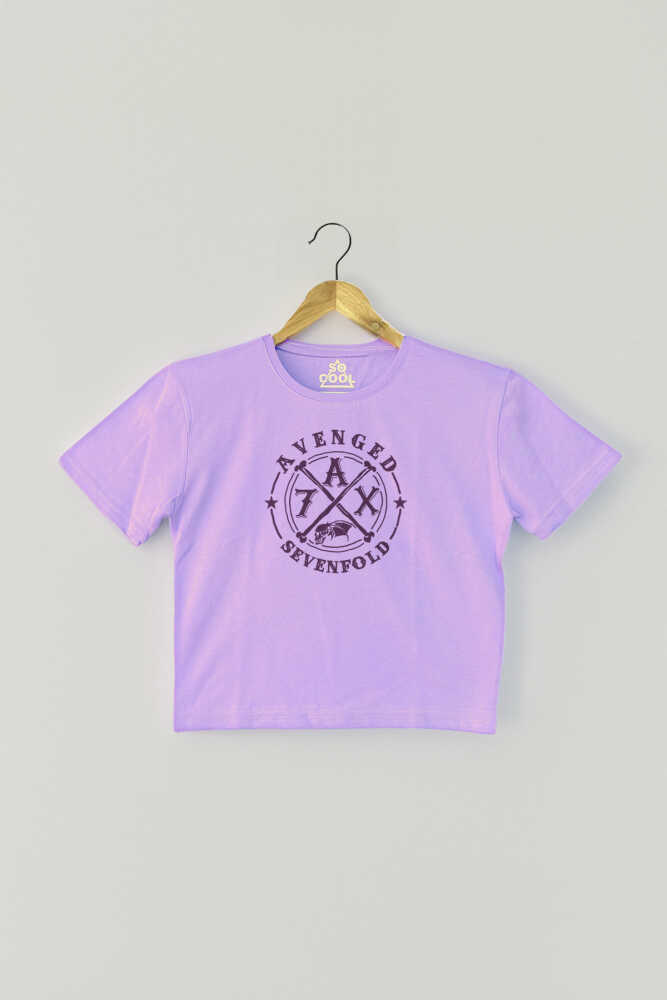 Lila Avenged Sevenfold Metal Rock Music Mor Renk Kadın Crop Tişört Baby Tee