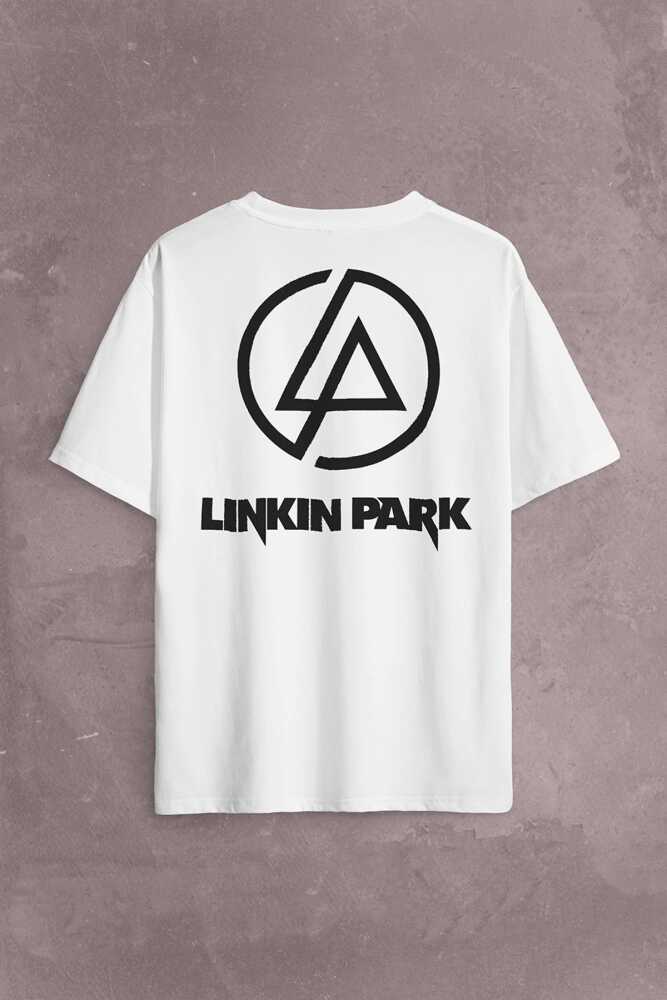 Linkin Park Chester Bennington One More Light Sırt Ön Baskılı Beyaz Oversize Tişört Unisex (1)