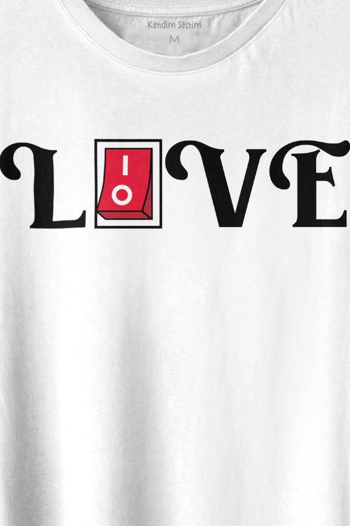 Love Live Tipografi Anahtar Baskılı Beyaz Tişört Unisex (1)