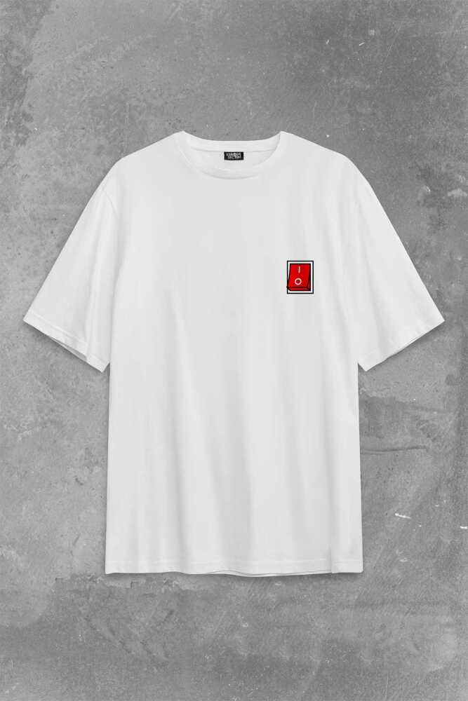 Love Live Tipografi Anahtar Sırt Ön Baskılı Beyaz Oversize Tişört Unisex (1)
