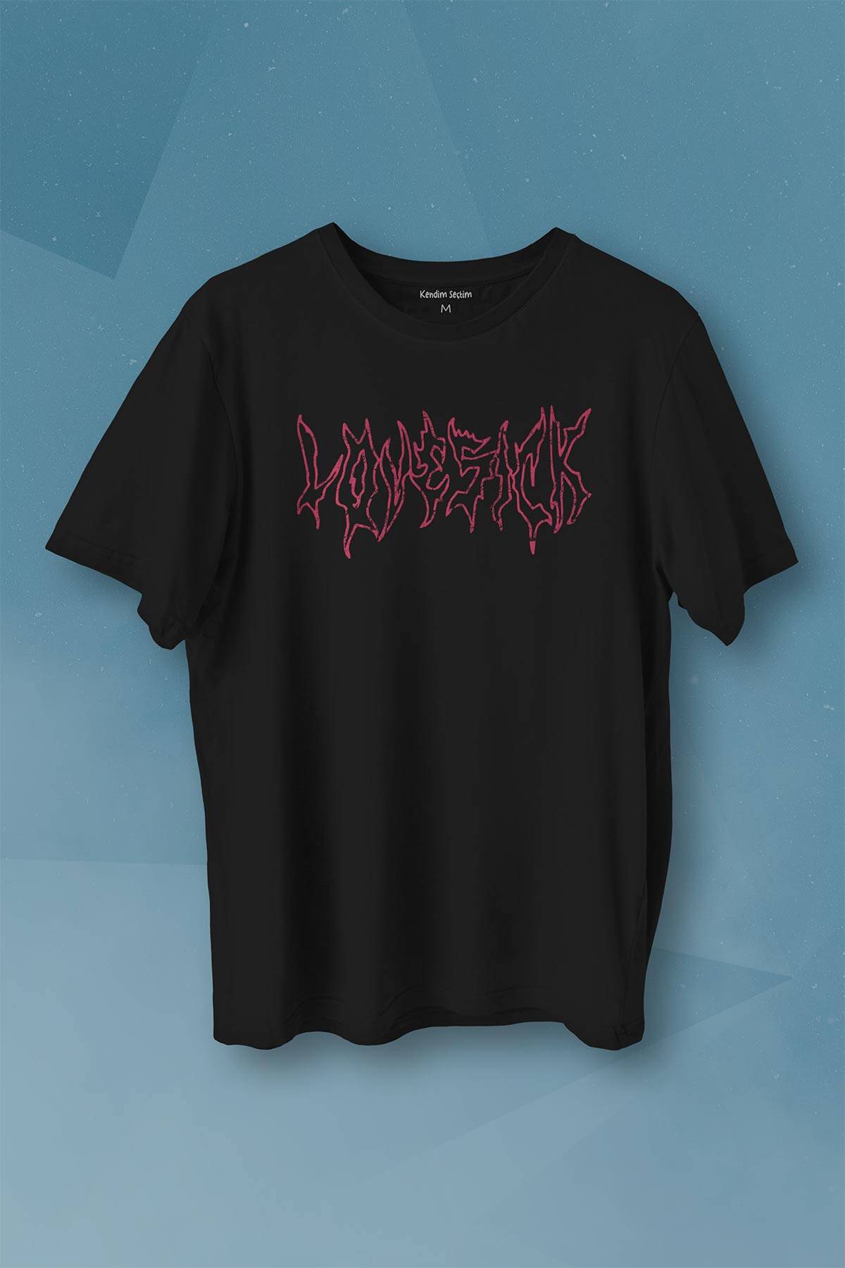 Lovesick Blackpink K-Pop Korea Gotik Baskılı Siyah Tişört Unisex