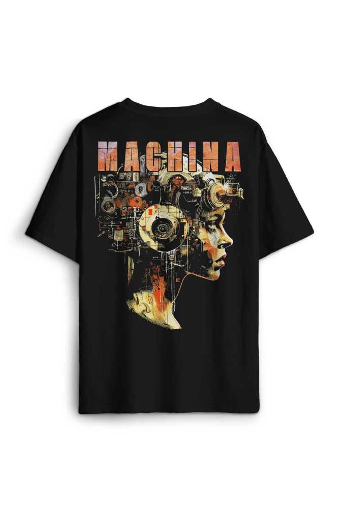 Machina Yapay Zeka AI Computer Baskılı Siyah Unisex Oversize Tişört